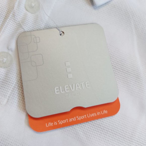 Elevate Sport Men's White Stripped 3 Buttons Short Sleeve Polo Shirt Size S - Picture 3 of 9